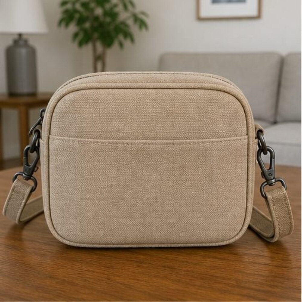 Sand Canvas Crossbody Bag
